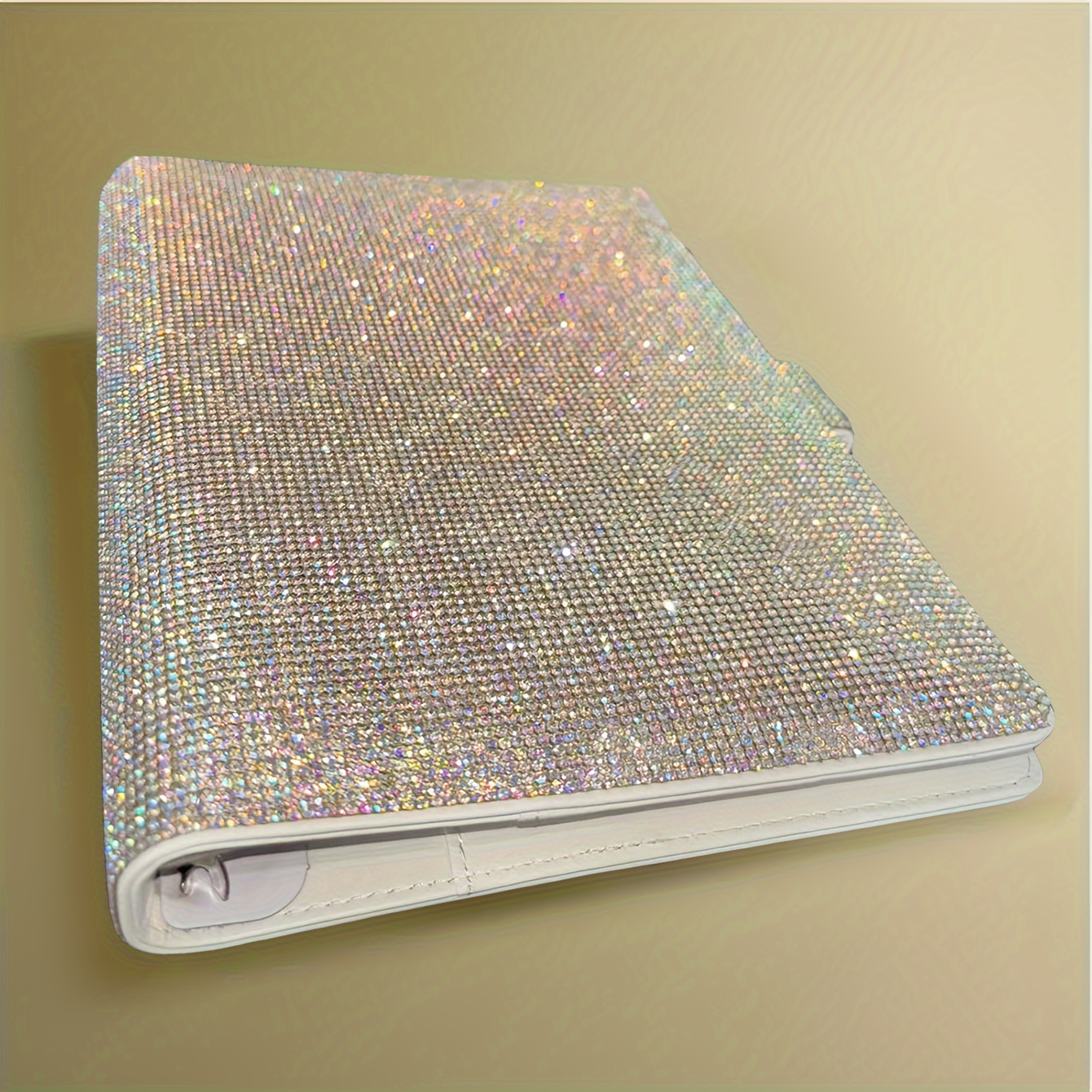 

1pc A5 Sparkling Diamond Notebook With D-ring, Detachable Pages, Leather Cover, Multiple Card Slots, And Pen Holders - Ideal For Office Use