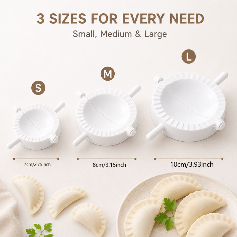 TEMU 3pcs Set: Large   Medium   Small Dumpling Maker With Handle, Multi-functional Dumpling Skin Press Mold, Household Dumpling Wrapping Tool, Large,