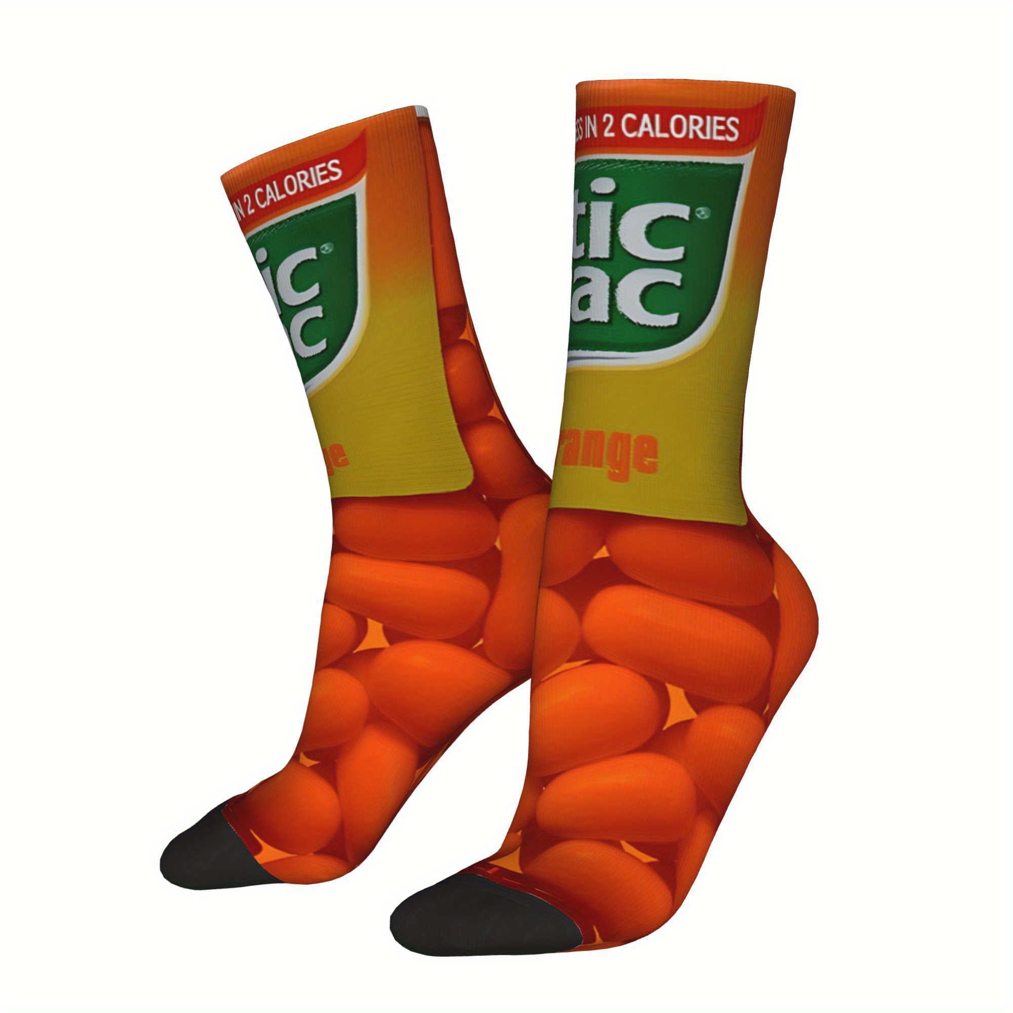 

Men's Novelty Orange Hip Hop Crew Socks - Vintage Happy Pattern, Fit For Christmas Gift, Christmas Decor