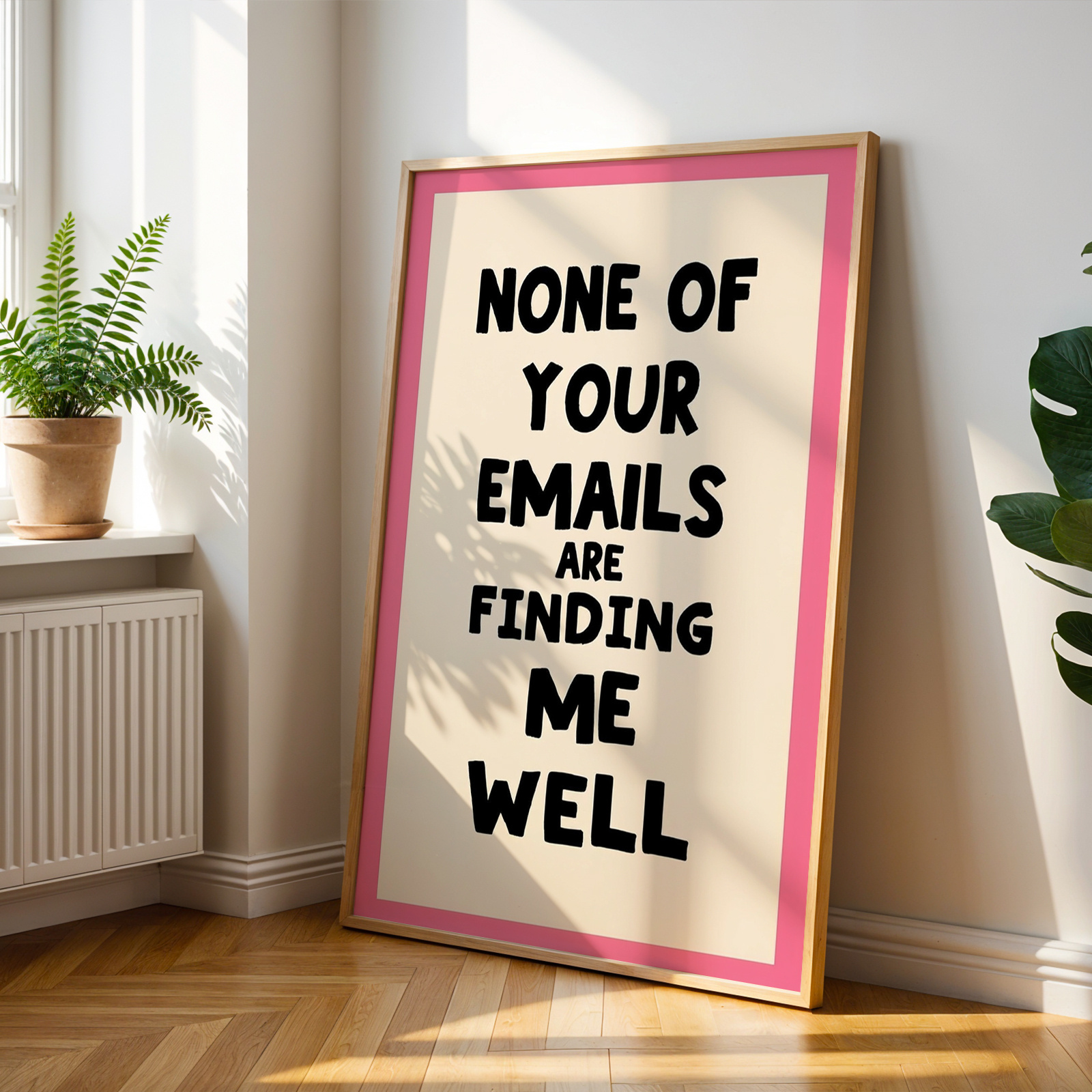 TEMU 2d Flat, 2d Flat, 1pc Wall Decoration, A Retro Poster Featuring Humorous Quotes About Mental A Pink Canvas, Includes The Art Print Of The Quote