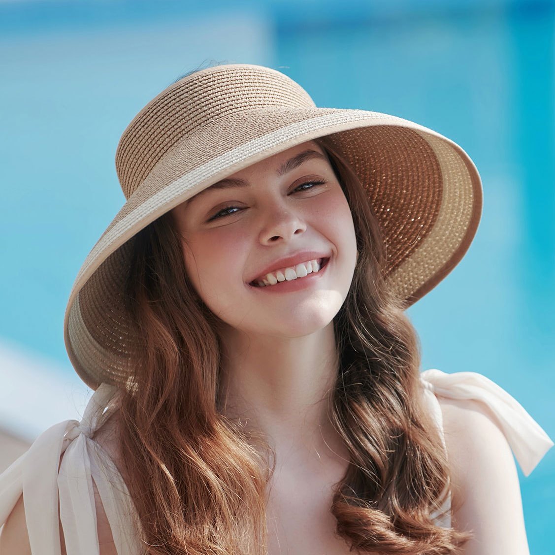 Women Sun Visor Hat Protection Open Top Straw Hat Wide Brim Beach Cap for  Sports Golf Hiking