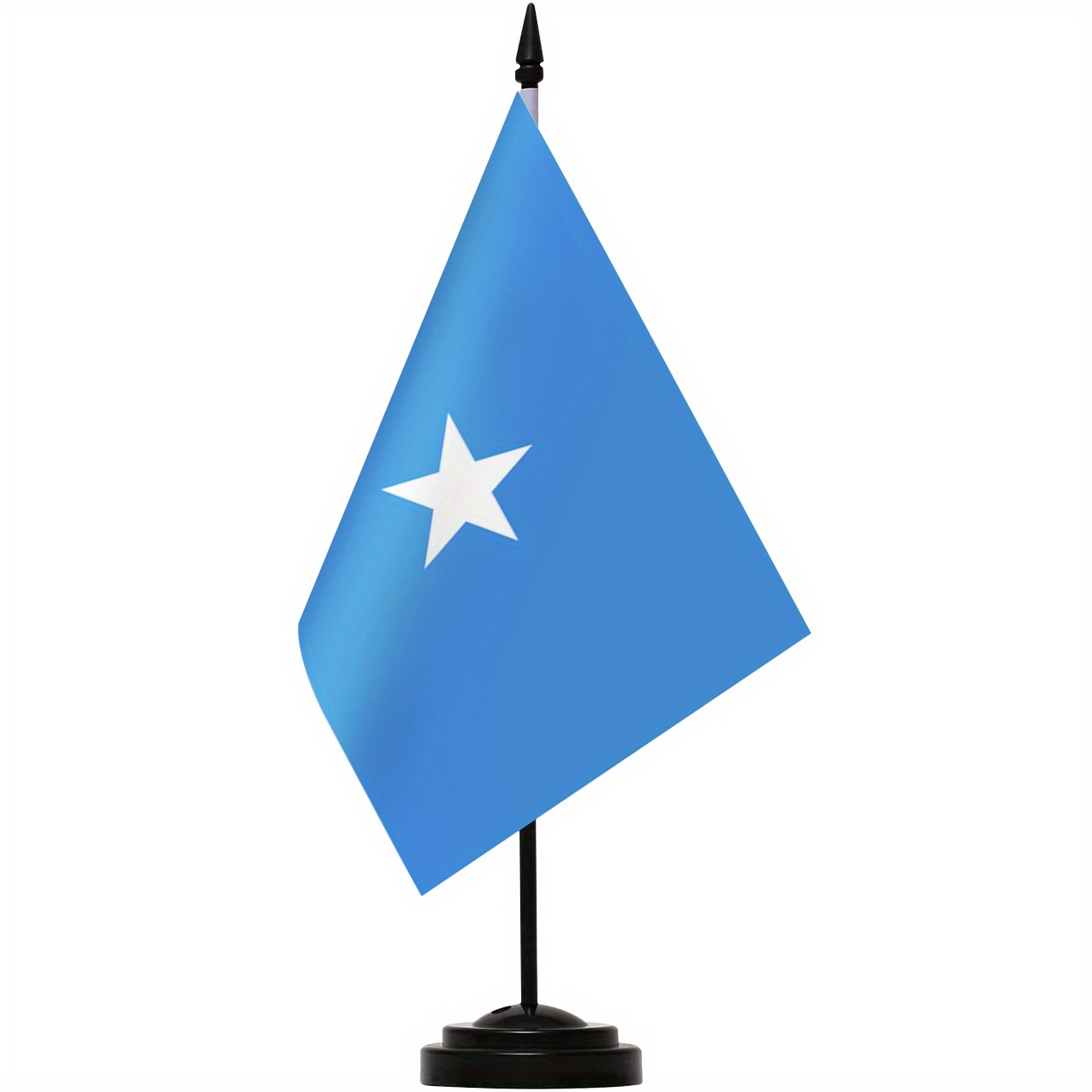 Image of Somalia Desk Flag, Somalia Table Office Flags, Small Miniature Desktop Flag With 11.42" Solid Black Pole And , Classroom, Offices Meeting Desk Decoration
