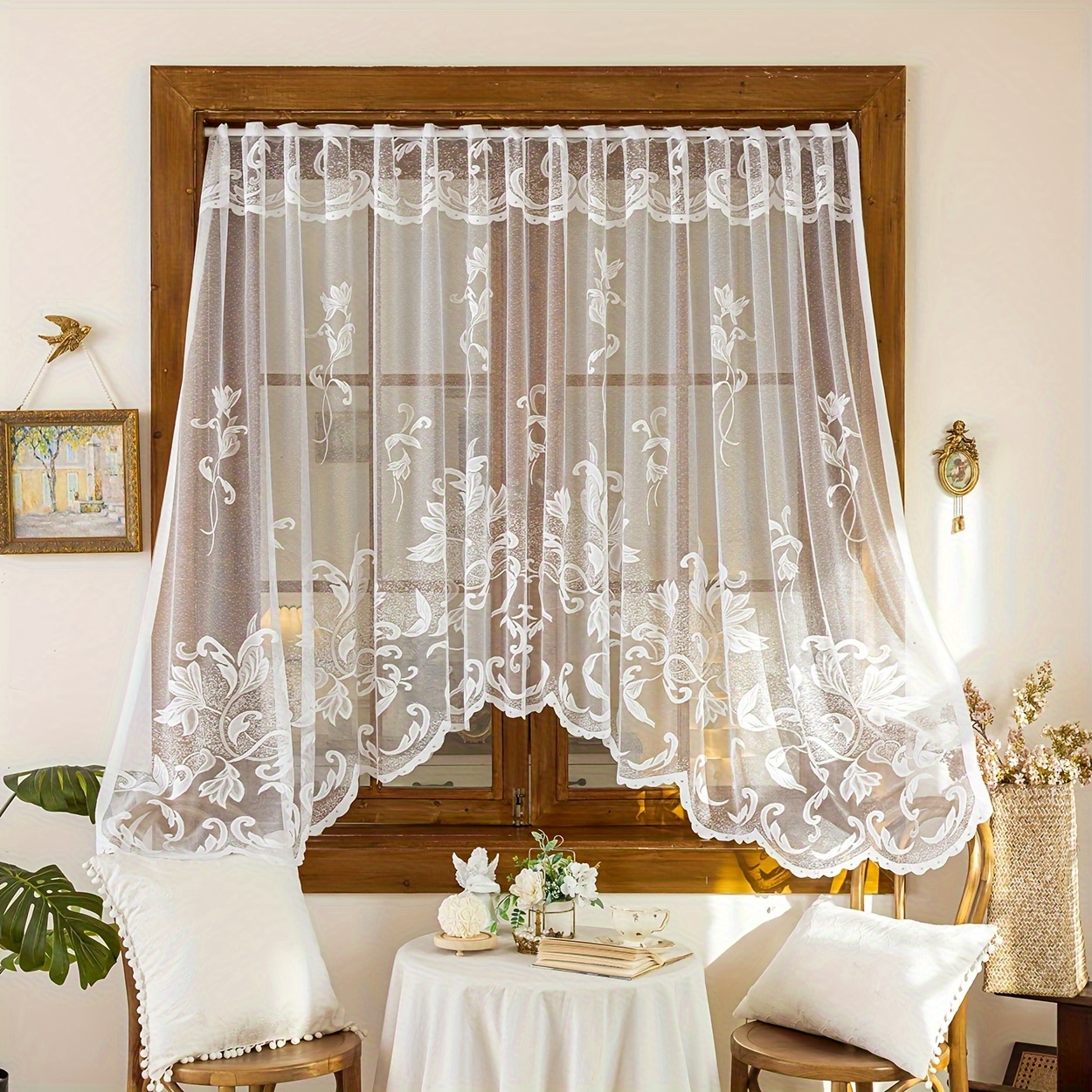 Image of 1pc Bohemian Jacquard Curtain With Top Rod , Suitable For Living Room, Bedroom, Kitchen, Balcony, Cottage Decoration