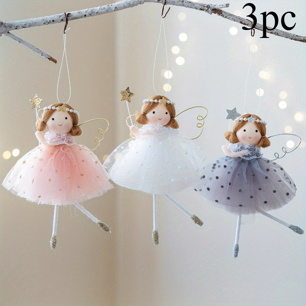 Image of 3pcs Set Creative Girl Tale Style Girl Heart Pendant Christmas Tree Decoration Pendant - Perfect For Christmas Tree Decoration, Home And Window Display, Valentine's Day, Thanksgiving, A Holiday