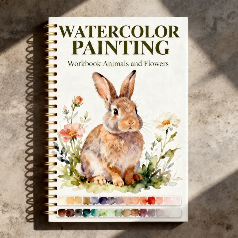 TEMU 34 Page Beginner Watercolor Workbook: Art Enthusiast Watercolor Drawing Book, 16 Animal Themed Watercolor Illustrations, An Excellent For