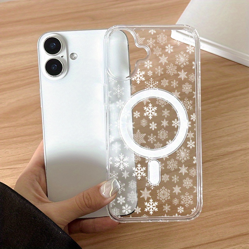 TEMU Phone Case - 1 Pack Of A Stylish Phone Case Featuring A Snowflake Design, Designed To Be Shockproof And Magnetic, Compatible With The For Iphone