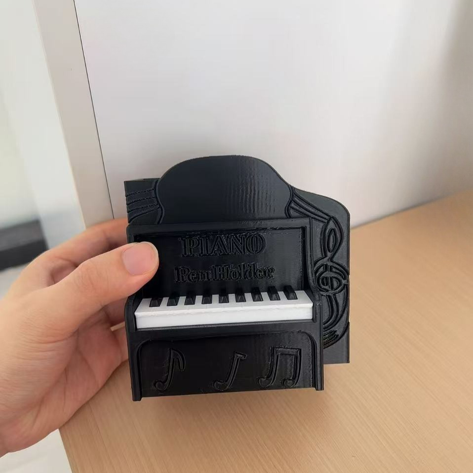 TEMU 1 шт. 3D-друкований унікальний тримач для олівців у формі піаніно та декоративний контейнер для зберігання. Спеціальний органайзер для художньої