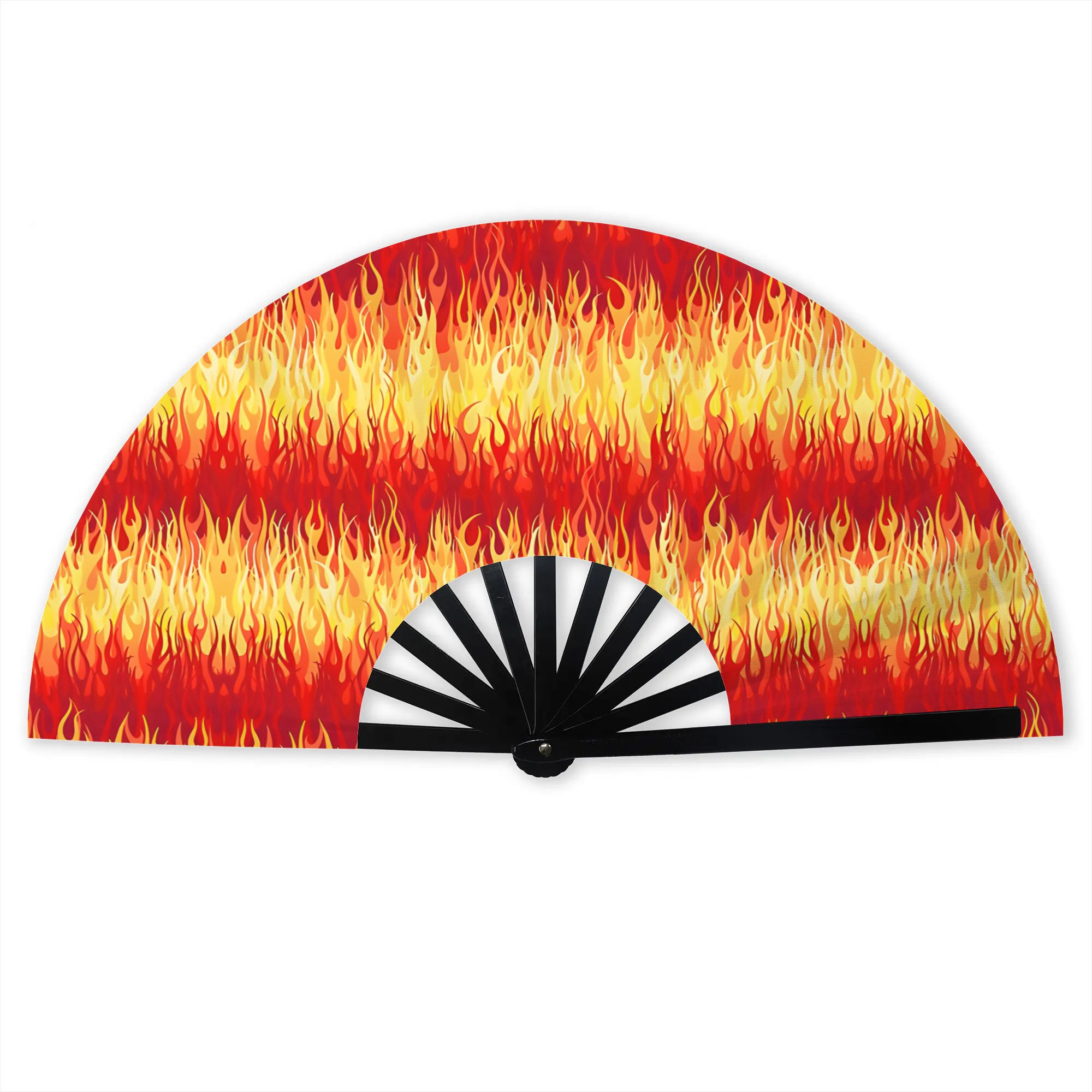 TEMU 2d Print Design Red Flames Pattern Folding Fans Foldable Fan Easy To Carry