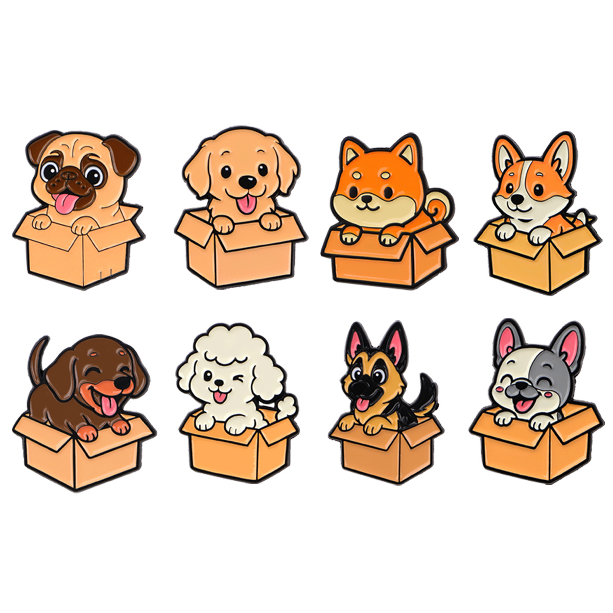 TEMU 8pcs Kawaii Dog Enamel Pin Cute Cartoon Pins Badges On Backpack Cute Things Additions For Jewelry Dog Gift Brooches Lapel Badge