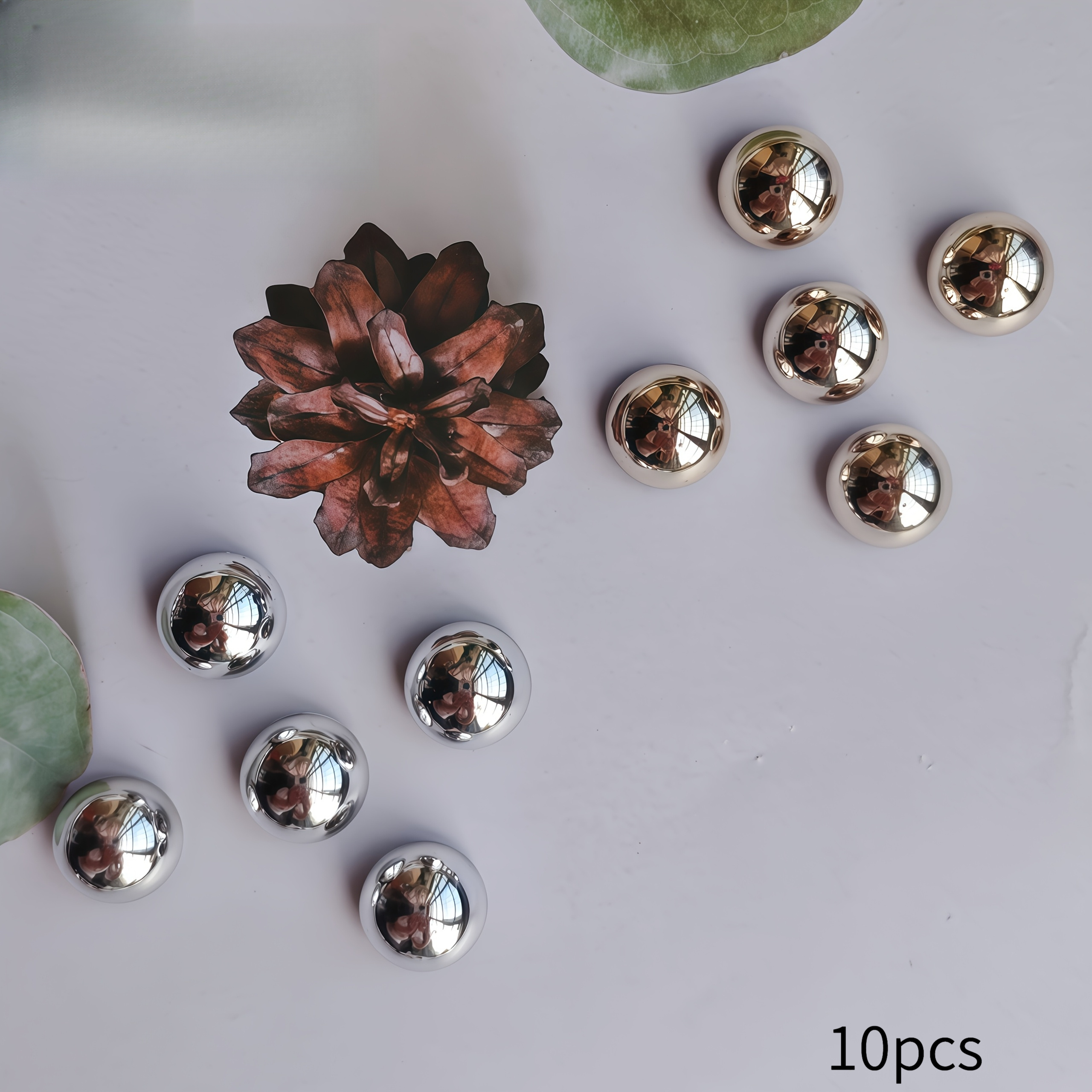 TEMU 10pcs Electroplated Silvery Half-circle Fridge Magnet Set, Cartoon Cute Silvery Fridge Magnets, For Kitchen, Office Whiteboard, Cabinets, And