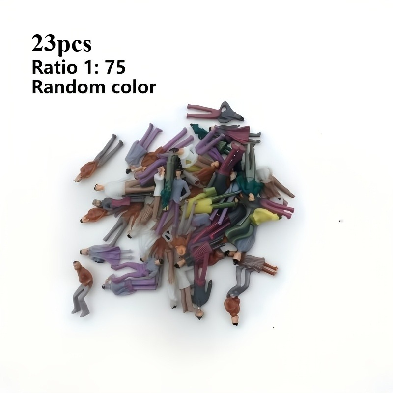 23pcs 1:75 Ho Scale Model Figures - 25mm Painted Miniature People With Poses, Train Railway Scenery Sand Table Building Accessories, Mini Scene Layout Display Props