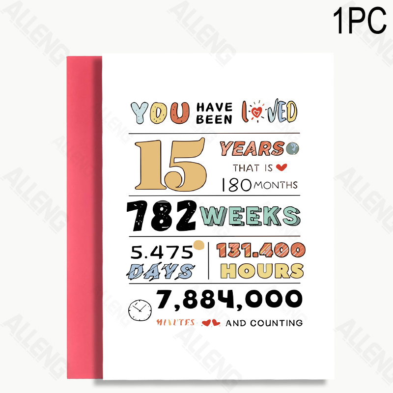TEMU 1pc, Birthday Card, Humorous 15th Anniversary Card, And Milestones, Suitable For , Supplies, Stationery