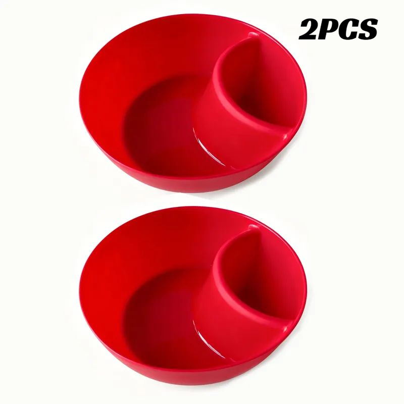 TEMU 2pcs Double Snack Bowl Set With Built-in Dip Compartment, 2-in-1 Serving Bowls For Chips, Salsa, Fruit, Veggies, Crackers, Nuts & Appetizers,