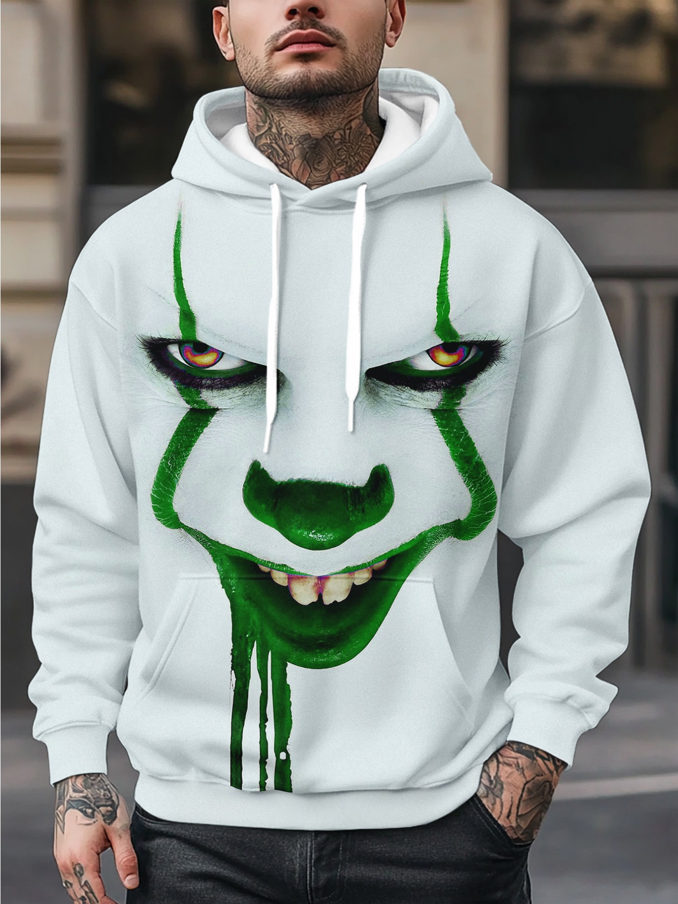 WB Joker grafische herenhoodie - Quinn Face Paint Design