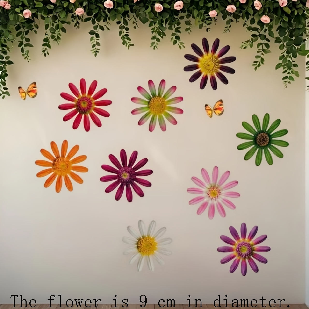 TEMU 【2D Flat】 [2D Flat] 8 Estilos de Decoraciones de Pared de Flores Artificiales Acrílicas Vibrantes, Adecuadas para Decoración Interior y Exterior