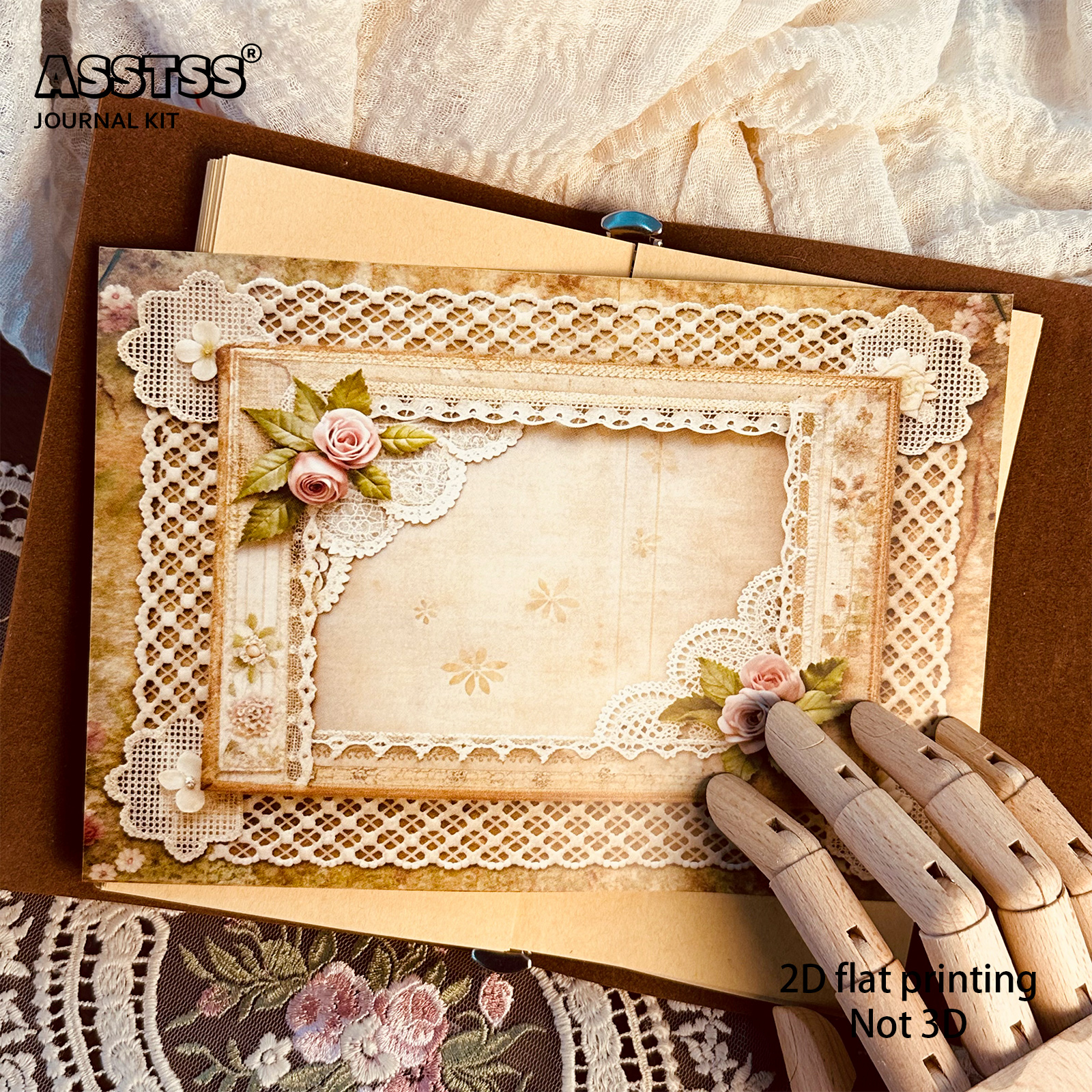 TEMU Asstss 20-sheet A5 [2d Flat] Vintage Victorian Lace Frame Decorative Paper Pads For Junk Journals, Scrapbooks, Arts Crafts, Scrapbooking