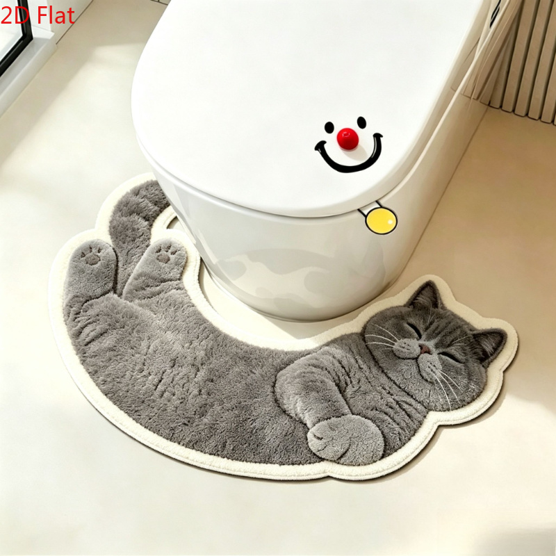 TEMU Tappeto decorativo per camera da letto e in velluto 900g + pelo corto 9mm con motivo stereoscopico 2D di gattino sdraiato di , stile multicolore