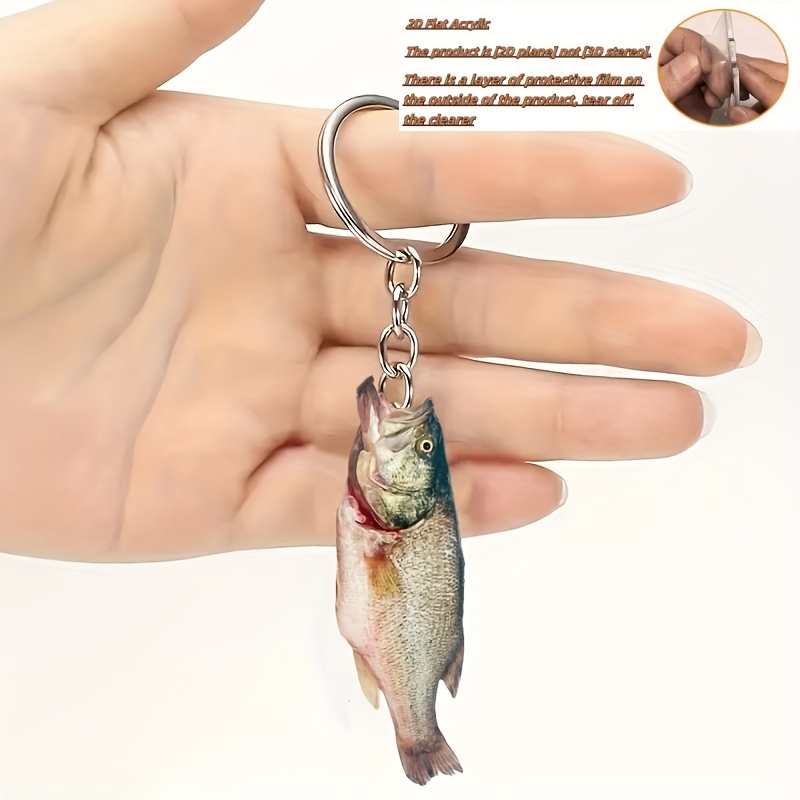 TEMU 2D Plat, , Gloednieuwe Acryl Sleutelhanger, Sleutelring, Visvormige Sleutelhanger, Schattig Cadeautje, 2D Plat