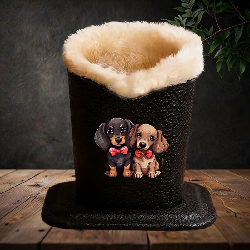 TEMU 1pc Dachshund Dog Print Eyeglass Holder, Soft Lined Eyewear Stand, Upright Glasses Storage Rack For Desks, Bedside Table, Makeup Brush Holder