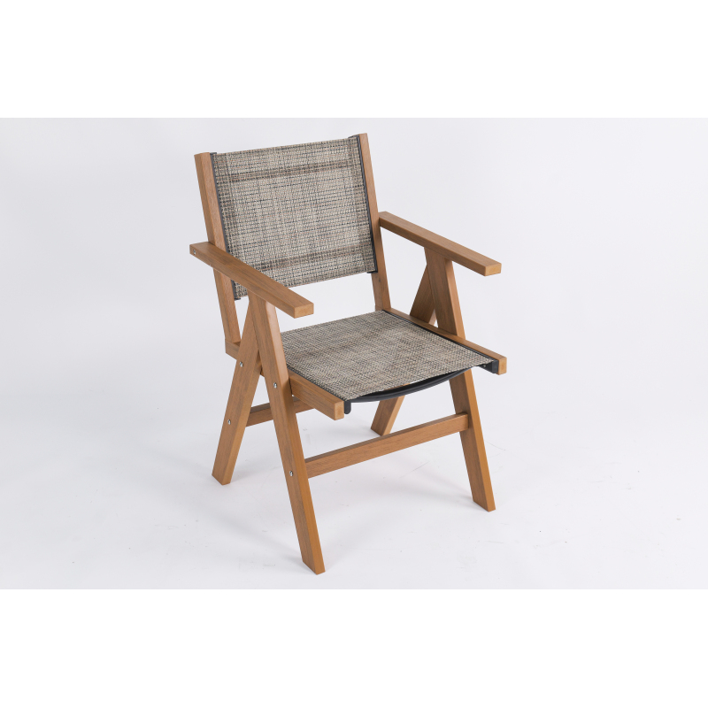 Teak-Colored Lounge Chair Ideal for Year-Round Use: This Outdoor Lounge Chair Is Constructed from Durable HIPS Material And Features 304 Stainless Steel Additions
