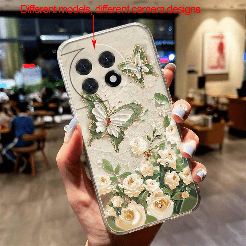 TEMU Romantic Rose Mural Clear Phone Case Suitable Suitable For Oneplus 13 13t 13r 12 12r 11 10 Pro 10t 10r 9r 8t 2 2v 3 Pro N200 N20 N100 N30 Ce 2 3