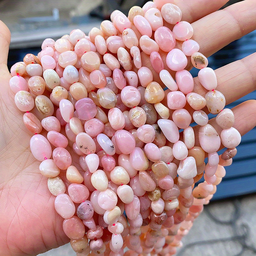 

45pcs Pink Opal Beads 6-8mm - Natural Irregular Smooth Spacer Beads For , Bracelets & Necklaces Crafting Accessories