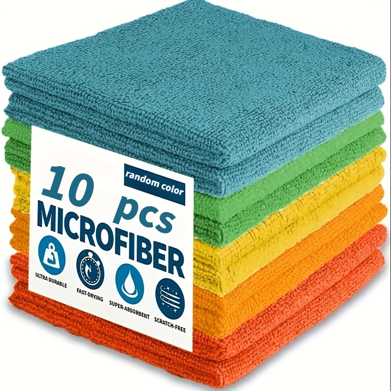 TEMU 5/10pcs Random Color Cleaning Cloth, Absorbent And Leaves No , Reusable Wet And Dry Use Cloth, Suitable For Cleaning Of Kitchens, Bathrooms, And