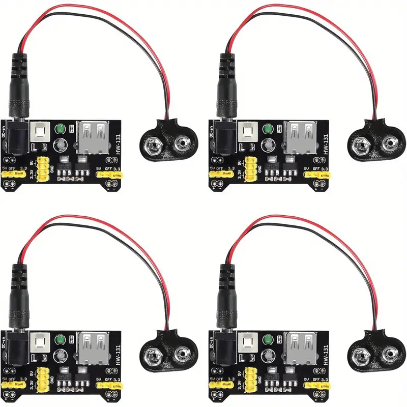 4pcs de alimentación para breadboard mb102 sin soldadura 3.3v/5 4pcs clips de batería de 9v & conectores tipo t - enchufe sin soldar para , , prototipado electrónico, prueba de circuitos, conexión , conexión , accesorio para placa de , diseño compacto, conector , usuarios de detalles 1