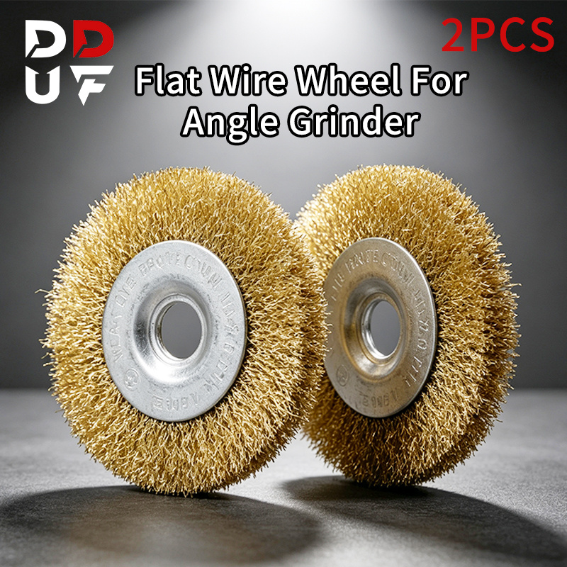 TEMU Dduf 2pcs Wire Brush Set With Steel Wire Connector - Fine Round Head For Rust Removal, Sanding, And Cleaning - No Power Required, Durable