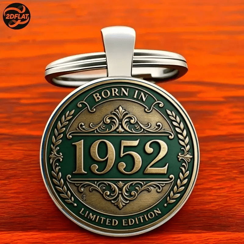 TEMU 2d Flat Retro 1952 Keychain, Fashionable Decoration For Men And Women, Bag And Car Key Ornament, Ideal For Father's Day, Mother's Day, Birthday