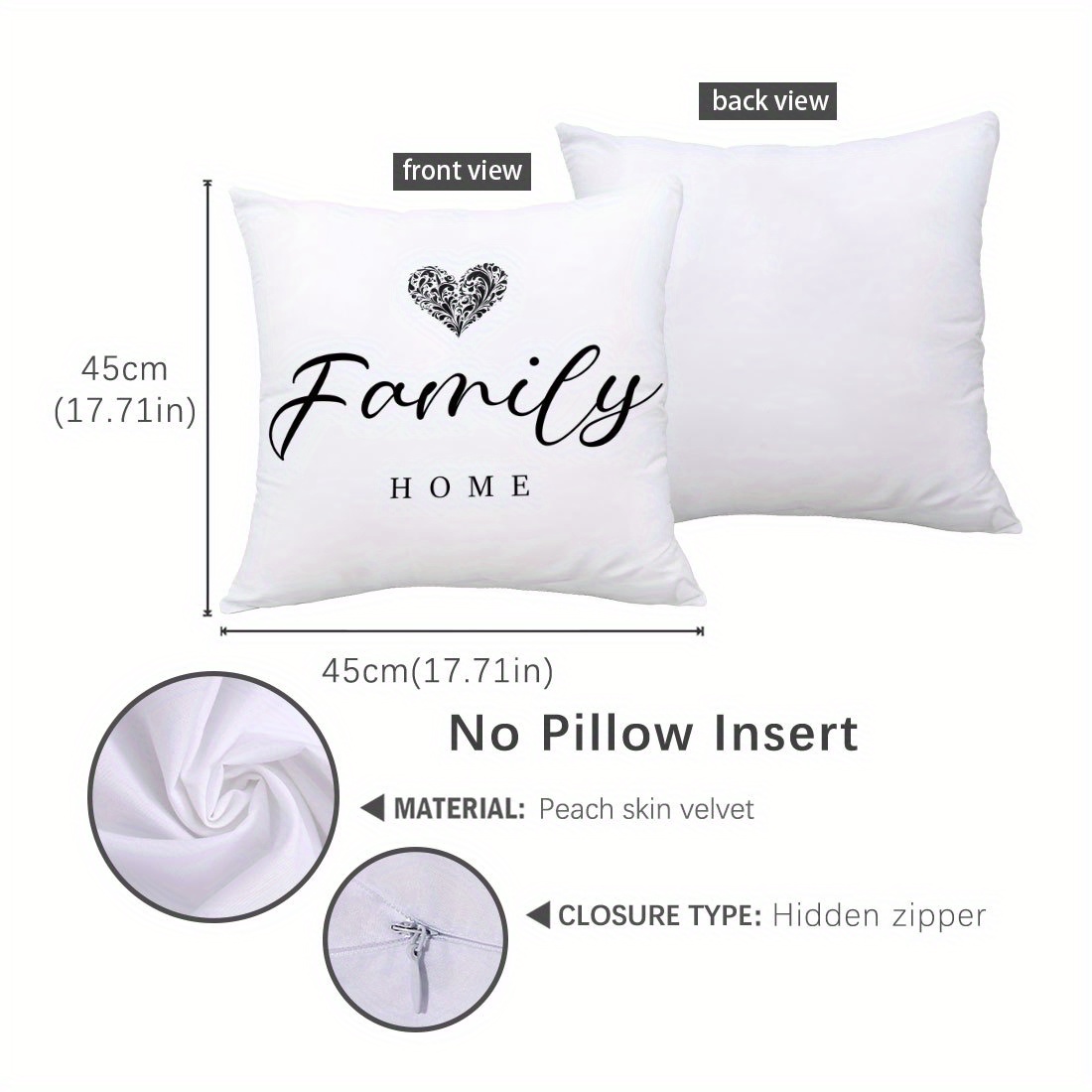 1pc, Text Heart Warm Printed Pillowcase, (17.71 X 17.71in/45 X 45cm) Decor Pillowcase For Living Room Bedroom Sofa Cushion Cover, Pillow Insert Not Included