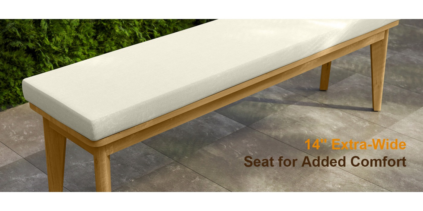 Stylish Outdoor Bench with Soft Cushion, Premium Acacia Wood, Perfect for Patio, Garden, or Yard, Chic Beige Finish