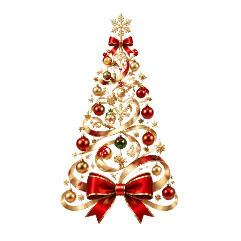 TEMU 1pc 2d Flat Pattern Sticker, Christmas Decoration Static Cling, Window Decal, Glass Mural, Window Sticker, Golden Christmas Tree Red Ribbon