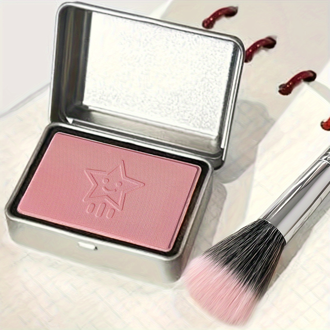   water resistant blush powder y matte long lasting powder with 4 natural buildable coverage shades berry compact iron box case suitable for   makeup blush powder