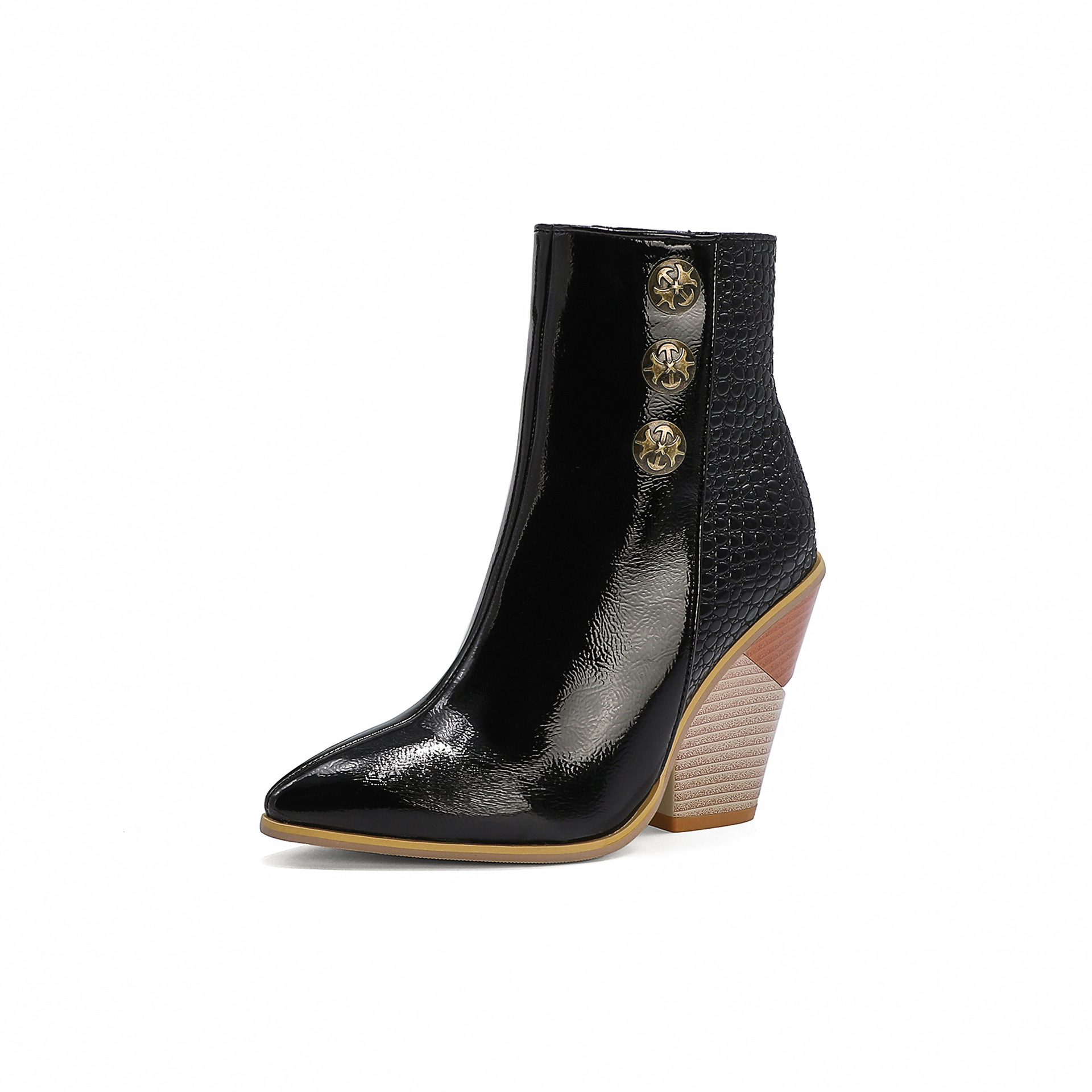Image of Women' Walking, Shopping, And Commuting Ankle Boots, Pointed-toe Block Heel Casual Office Shoes, Women Shoes