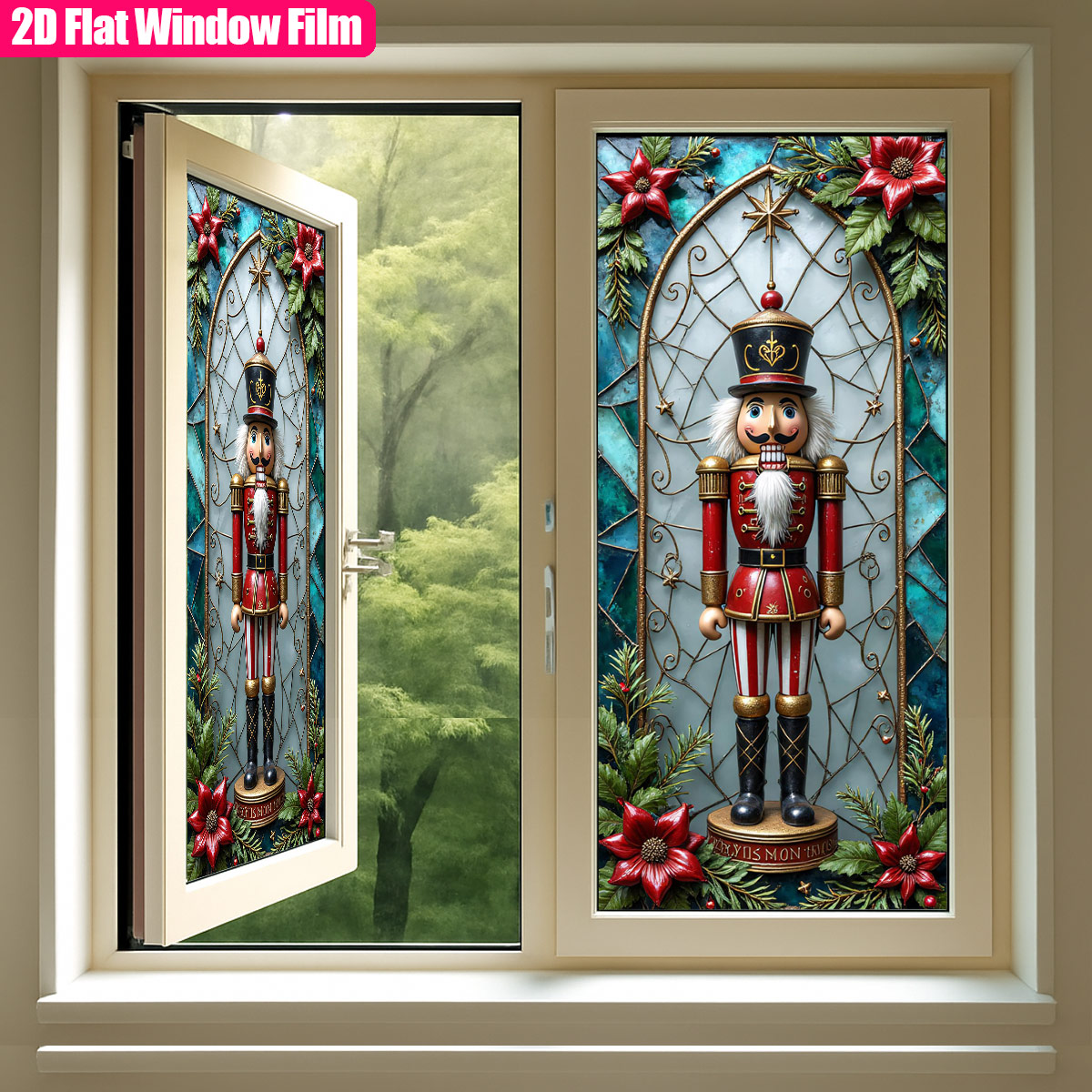 TEMU Film adhésif 2D ASOONYUM, 1 pièce, adapté pour PVC avec figurine et vitrail - Installation/Retrait adhésif pour portes en verre, miroirs -