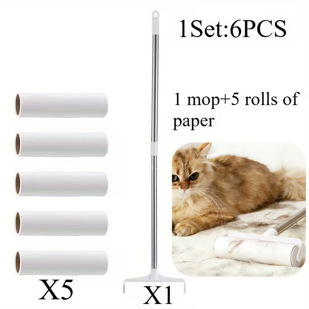Lint Roller For Pet Hair - Extra Wide Sticky Roller With 5 Refills & Long Handle | Heavy Duty Fur Remover For Couch, Carpet, Bed, Clothes | Large-surface Lint Brush For Hair