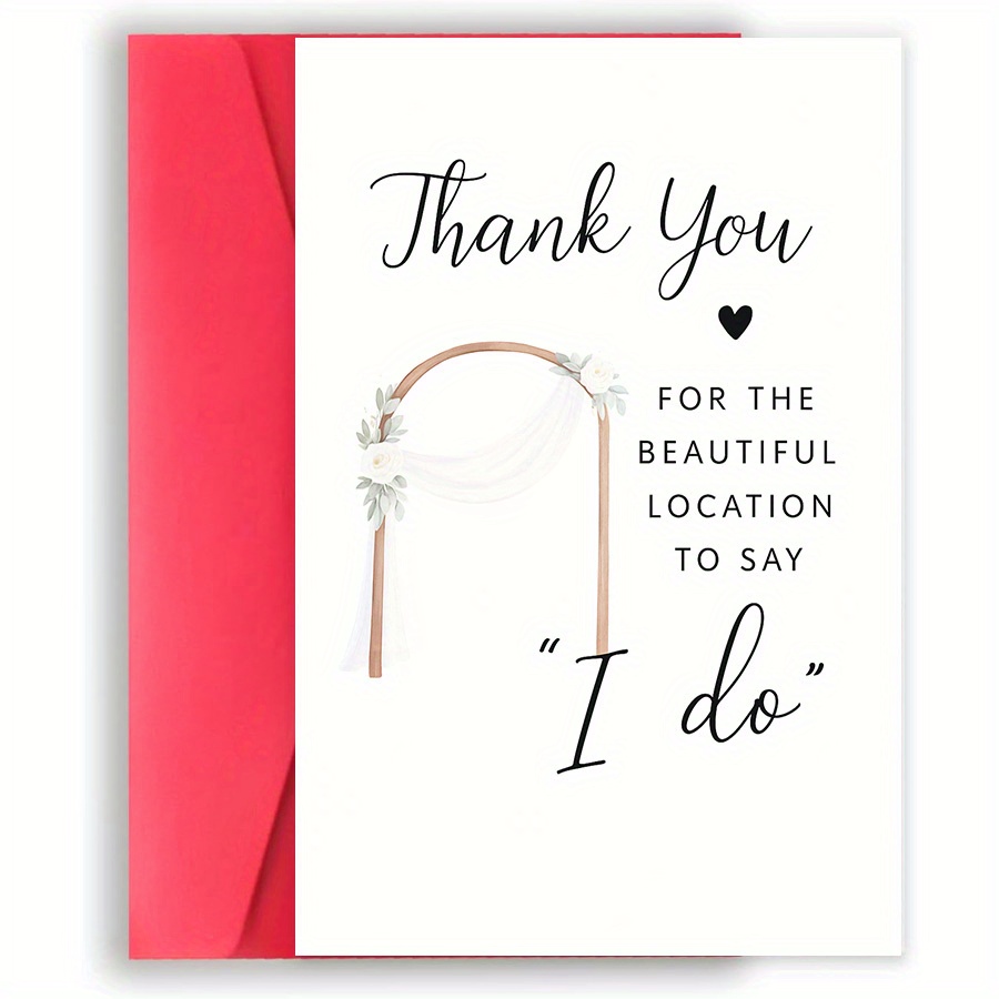 TEMU 1pc Elegant Wedding Thank You Card With Floral & "i Do" Message - Appreciation Card For Brides, , - Wedding Ceremony & Special Occasions,