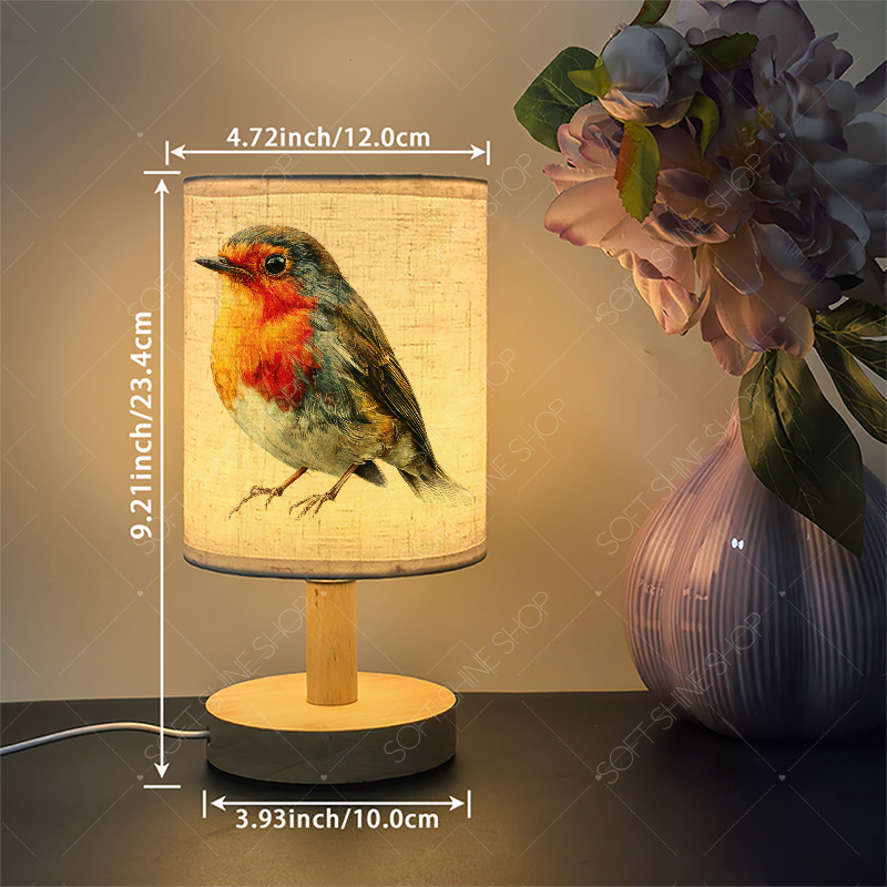 LED Fabric Desk Lamp with Hyper-Realistic Robin Design