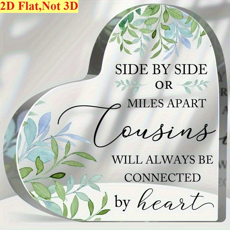 TEMU 2d Flat - [2d Flat] Acrylic Heart-shaped Decorative Sign In 2d, A Perfect Gift For Cousins Who Are Close Or , Symbolizing That Cousins By Their