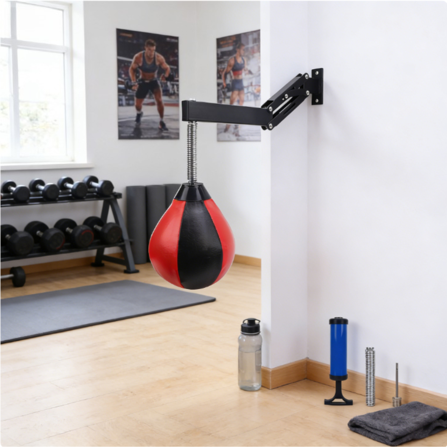 1pc Adjustable Hanging Speed Ball | Wall Mounted Boxing Trainer For Home Gym, Metal Frame Punching Ball Set With Multiple Balls, Speed , Mixed Color