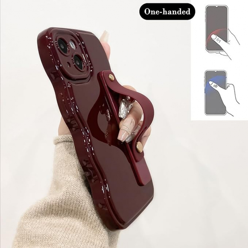 TEMU Phone Case - Iphone 17 Pro Max Case With A Flexible Adjustable Soft Finger Wrist Strap Stand, Featuring A And Aesthetic Soft Shell Suitable For