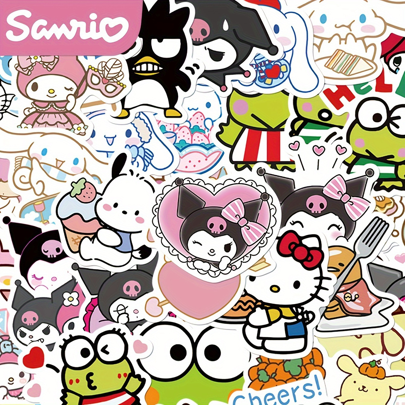 [50pcs Sanrio Stickers] 50pcs Sanrio Character Stickers Set | Mixed, Vibrant, Matte Decorative Paper Stickers with Hello Kitty and Friends | Suitable for Diaries, Journals and Crafts