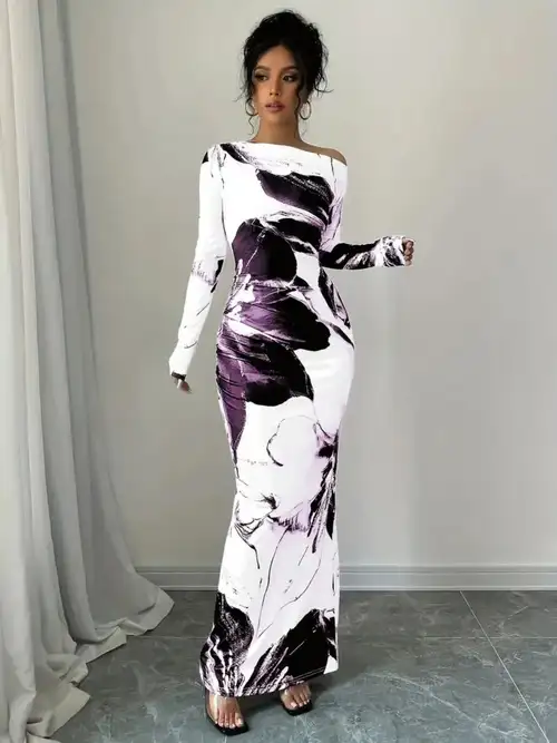 single shoulder tie-dye print bodycon dress - short sleeve summer beach dress with single shoulder neckline, machine washable spring/summer outfits for parties, weddings & night out - elegant casual to dressy wear - single shoulder tie-dye print bodycon dress - short sleeve summer beach dress with single shoulder neckline, machine washable spring/summer outfits for parties, weddings & night out - elegant casual to dressy wear -