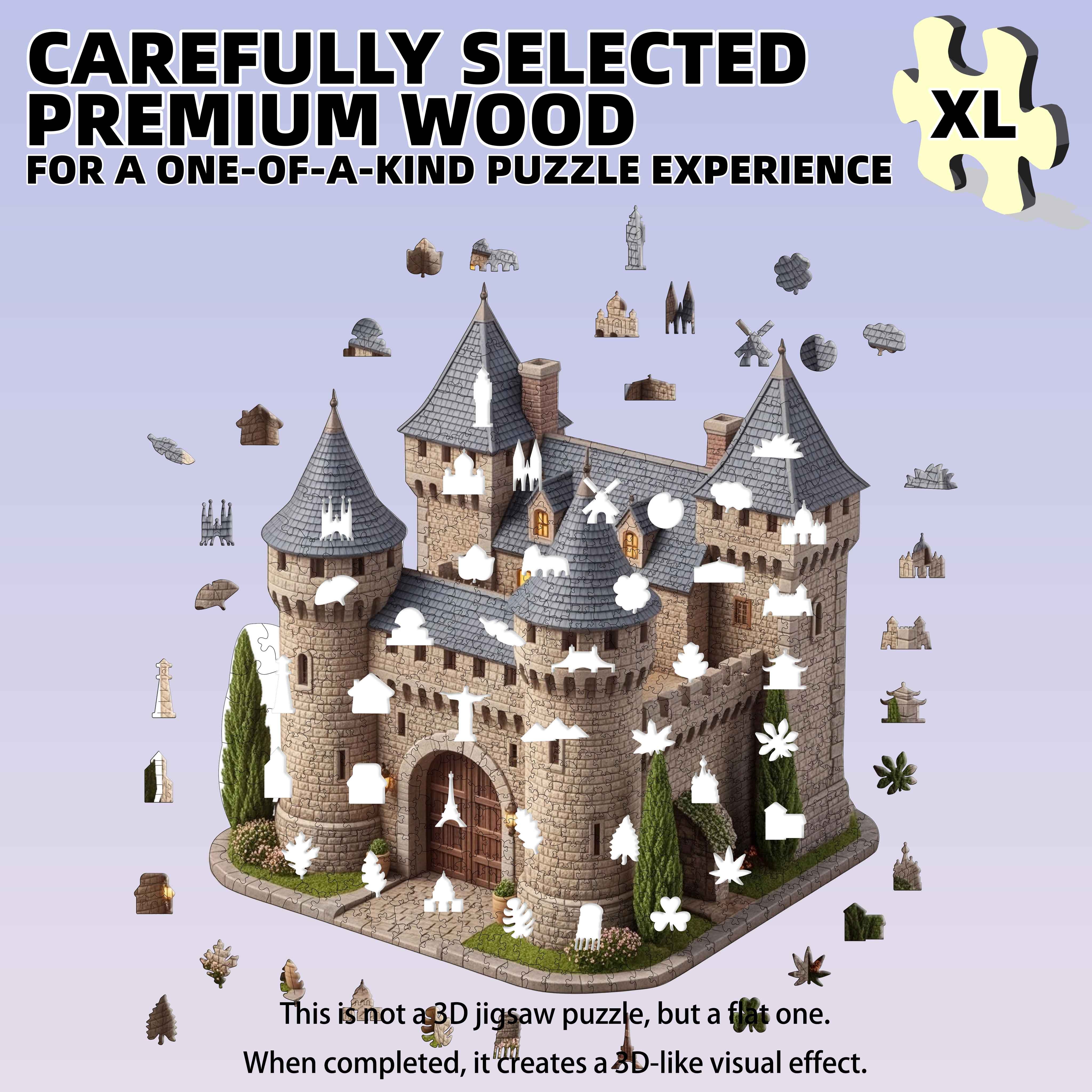 Castle Standing on a Mountain Peak 502pcs Wooden Puzzle