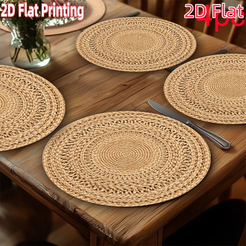TEMU Ensemble de 2/4 présentoirs ronds en polyester, parfaits pour la décoration de table de fête, lavables à , protègent la surface de la table ;