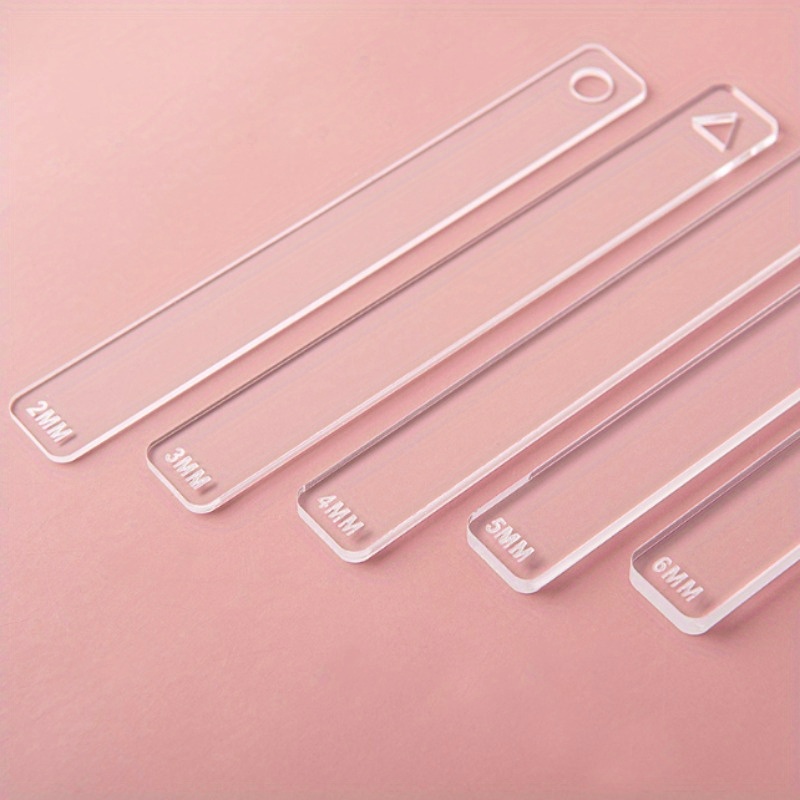 TEMU 5pcs Clay Ruler Acrylic Soft Pottery Polymer Clay Thickness Ruler Roller Guide Rail Diy Earrings Jewelry Pendant Making Tool