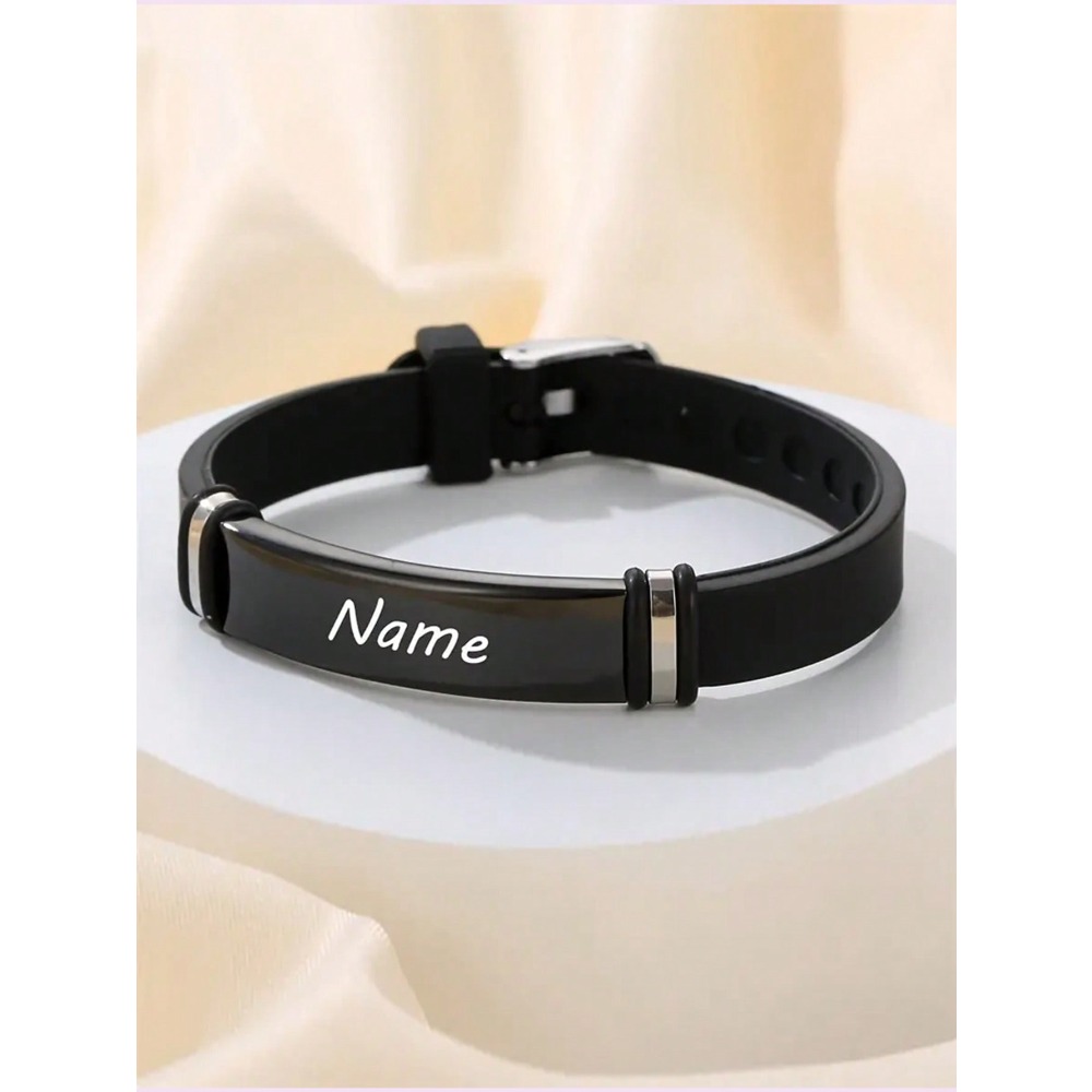 TEMU Customized Engraved Bracelet For Boys, Personalized Stainless Steel Watch Strap With Adjustable Bracelet, Birthday To School Winter Gift Girl