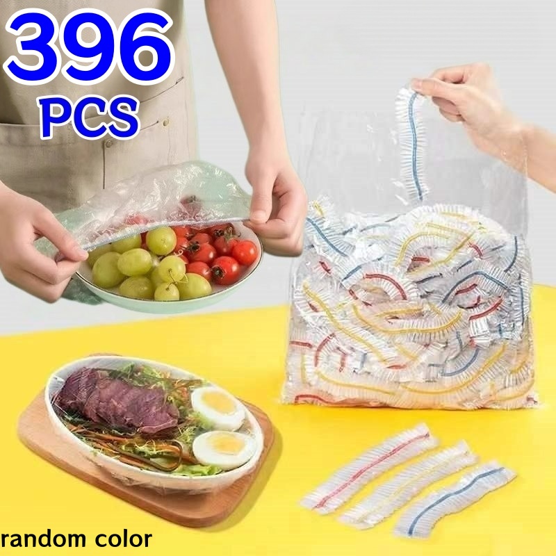 TEMU 396pcs Reusable Elastic Colorful Food Covers - Stretchable Clear Plastic Bowl Lids For Refrigerator, Kitchen Food Storage, Fits Bowls, Fruits &