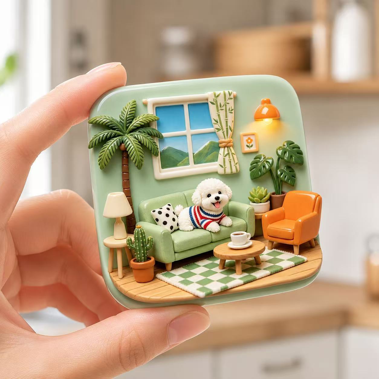 TEMU 1pc 1pcs 3d Magnetic Resin Fridge Magnet With Adorable Puppy - Suitable For Kitchen, Refrigerator, Dishwasher, Whiteboard Decor, Magnetic Base